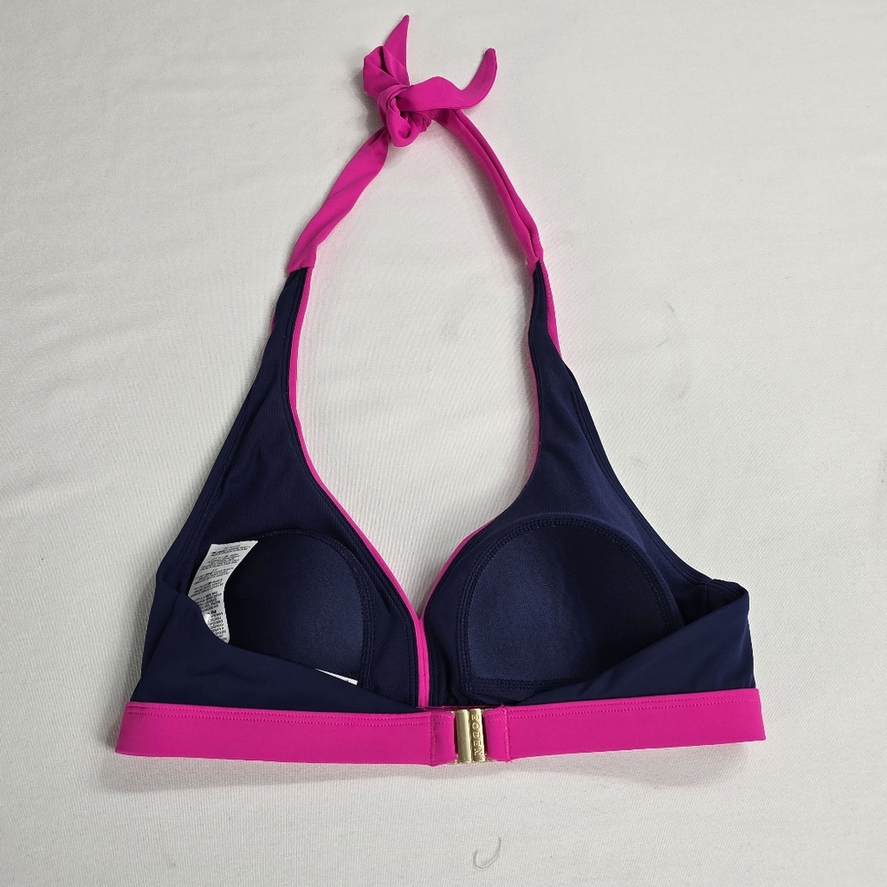 Boden Tie Back Bikini Top only Size 2 Navy And Pink - Picture 2 of 3